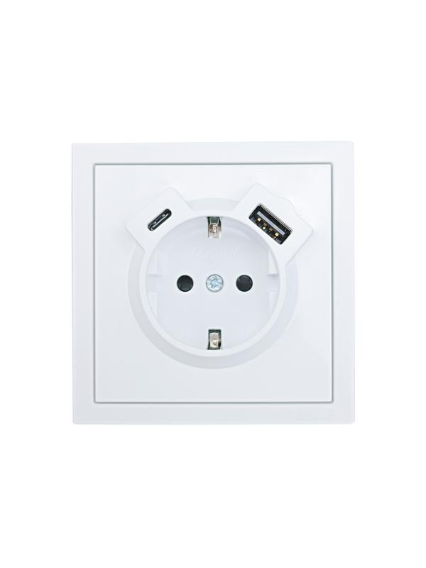 розетка 1-мест. с/з type-c+usb разъем сп zima бел. lezard 704-0288-181tc от BTSprom.by