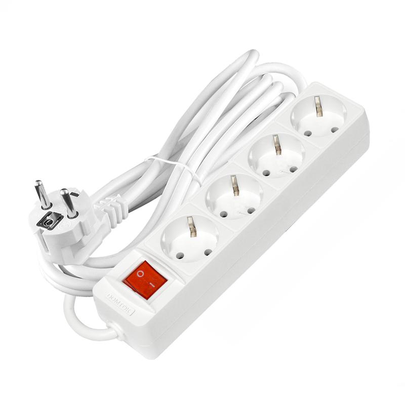 удлинитель 4х3х16а ip20 3х1 с выкл. бел. domtok 2499 от BTSprom.by