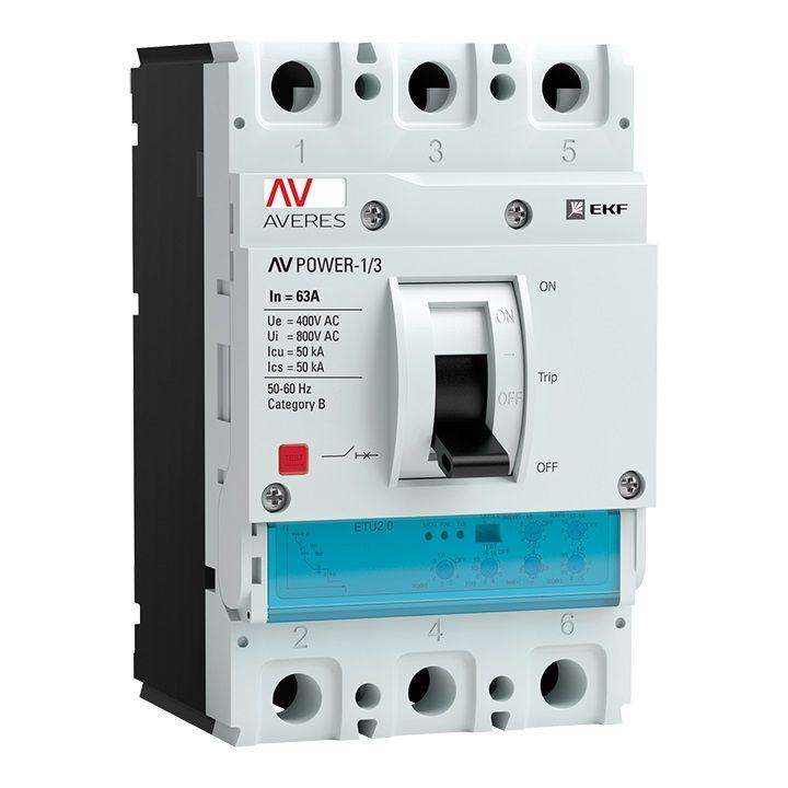выключатель автоматический 3п 63а 50ка av power-1/3 etu2.0 averes ekf mccb-13-63-2.0-av от BTSprom.by