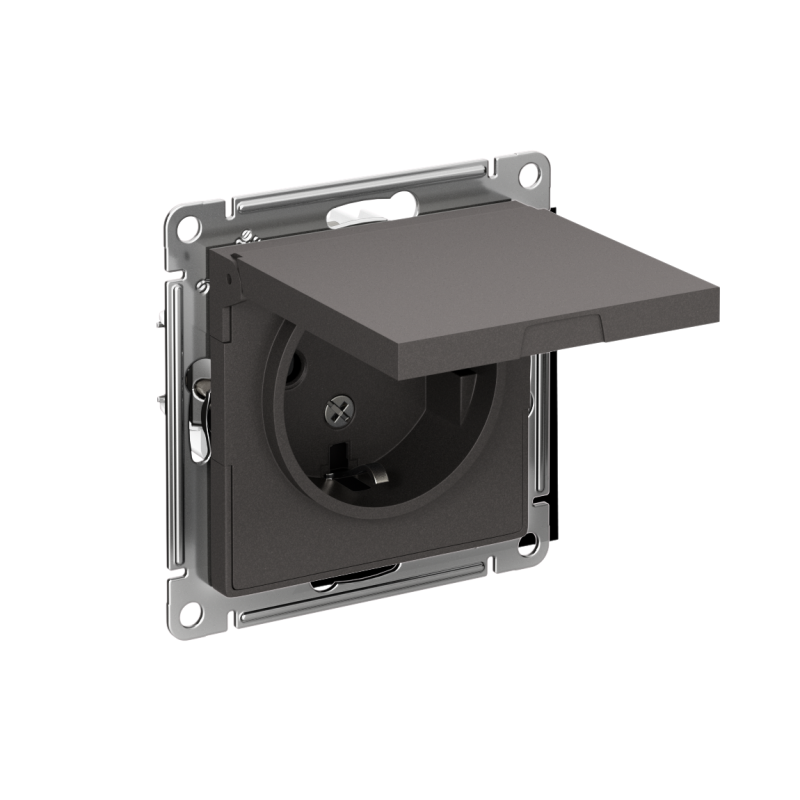 розетка atlasdesign 16а ip20 с заземл. защ. шторки с крышкой механизм базальт se atn001446 от BTSprom.by