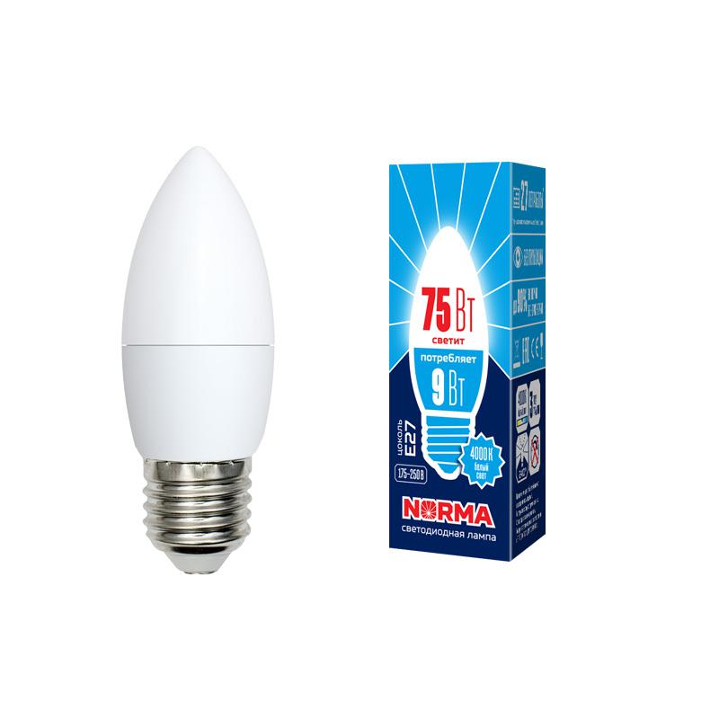 лампа светодиодная led-c37-9w/nw/e27/fr/nr norma 9вт матовая e27 (упак. картон) volpe ul-00003806 от BTSprom.by