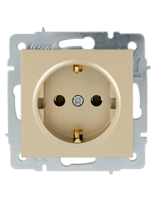  Розетка VESNA с заземл. ПБТ зол. LEZARD 742-3688-122B фото в каталоге от BTSprom.by
