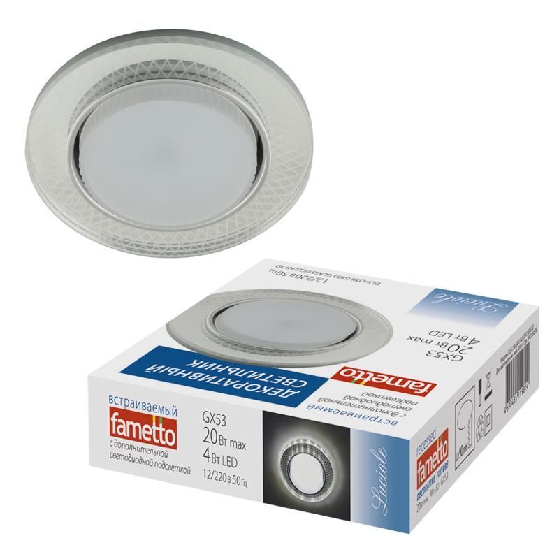светильник точечный декоративный dls-l156 gx53 glassy/clear 3d gx53 встраив. доп светодиод. подсветка 4вт без лампы fametto ul-00005321 от BTSprom.by