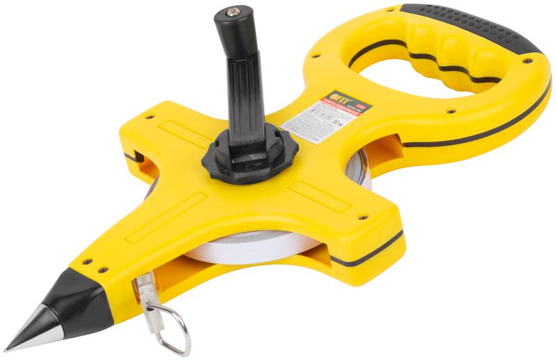  Рулетка геодезическая 30м стальная лента открытый пластик. корпус прорезиненная ручка желт. FIT 17802 фото в каталоге от BTSprom.by