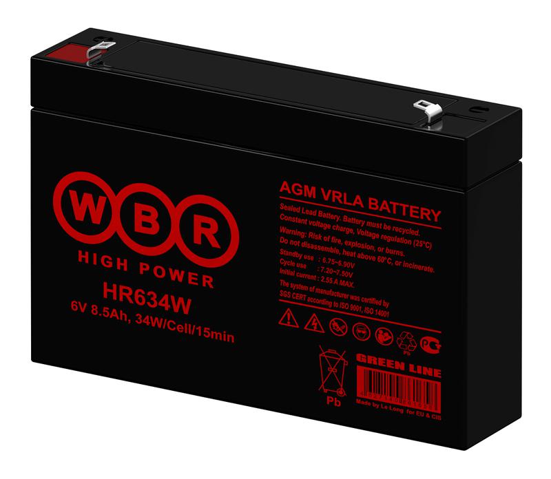  Аккумулятор 6В 9А.ч WBR HR634W WBR фото в каталоге от BTSprom.by
