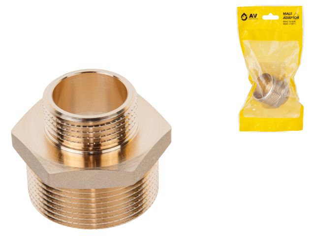 ниппель ред. 1 1/2" нар. х 1" нар., av engineering (инд. упак.) (латунь, макс.  16 бар, макс.  110 °с) ave303017 от BTSprom.by
