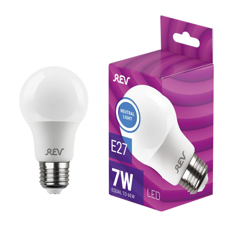 лампа светодиодная led-a60 7вт грушевидная 4000к нейтр. бел. e27 560лм 180-240в rev 32265 8 от BTSprom.by