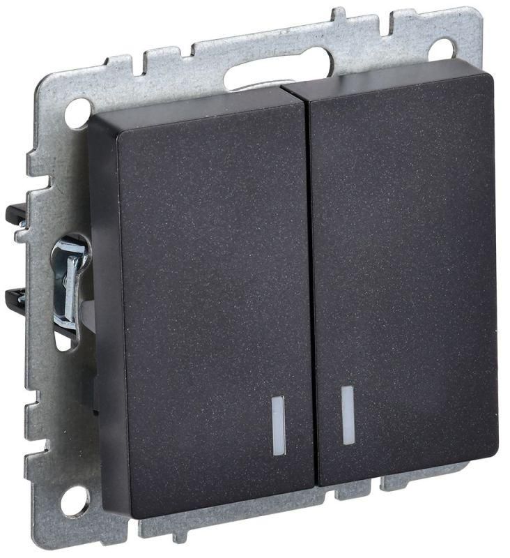 выключатель 2-кл. сп brite вс10-2-1-брч 10а с индик. механизм черн. iek br-v20-1-10-k02 от BTSprom.by