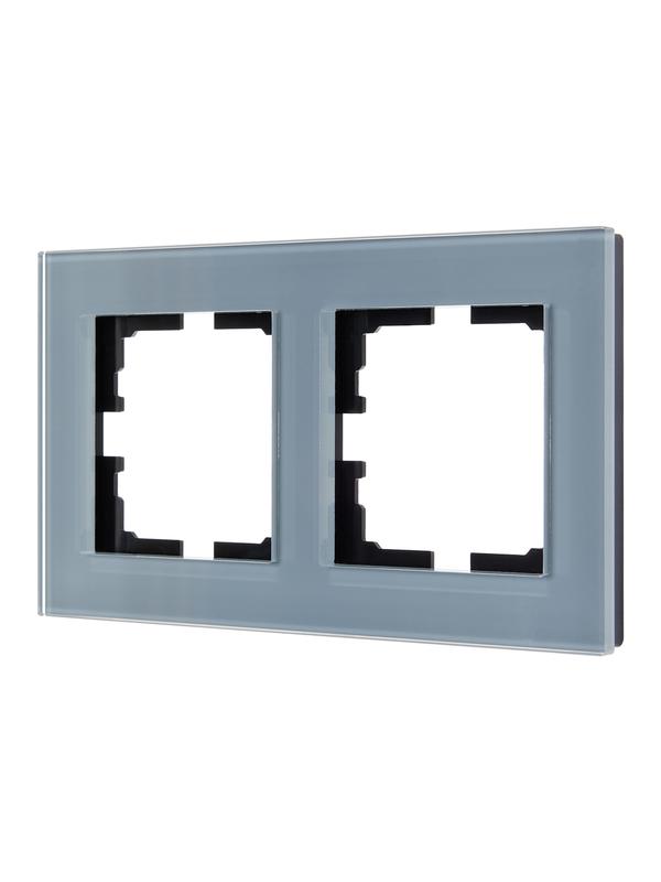 рамка 2-местн. гориз. vesna стекло серо-голуб. lezard 742-7080-147 от BTSprom.by