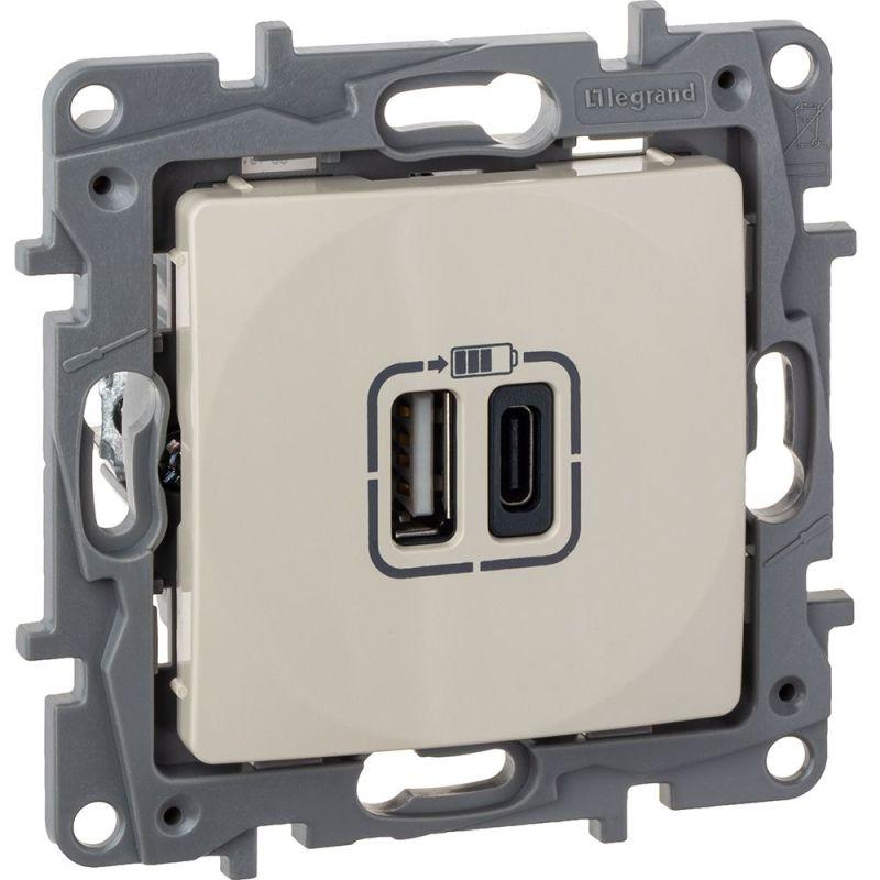 устройство зарядное etika с 2-мя usb разъемами a и c 240в/5в 3000ма сл. кость iek 672336 от BTSprom.by
