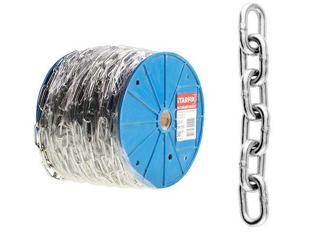 цепь сварная короткозвенная, оцинк. м5 din 766 (бухта 30 м) starfix smp-63685-30 от BTSprom.by