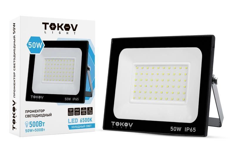 прожектор светодиодный 50вт 3400лм 6500к ip65 черн. (tkl) tokov electric tkl-fl/led-50-6.5k-ip65 от BTSprom.by