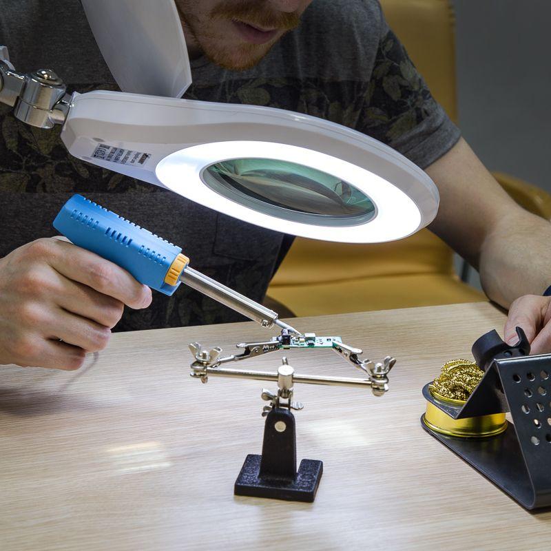  Лупа на струбцине круглая 5D с подсветкой 72LED регулировка яркости бел. Rexant 31-0532 фото в каталоге от BTSprom.by