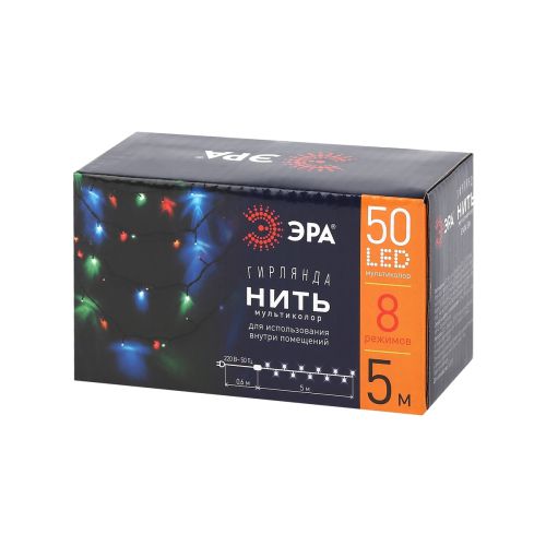  Гирлянда светодиодная "Нить" 5м 8 режимов зел. пр. 220В IP20 мультиколор ЭРА Б0041892 фото в каталоге от BTSprom.by