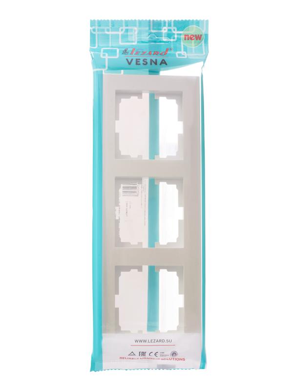  Рамка 3-местн. горизонт. VESNA жемчуж./бел. перламутр LEZARD 742-3000-148 фото в каталоге от BTSprom.by