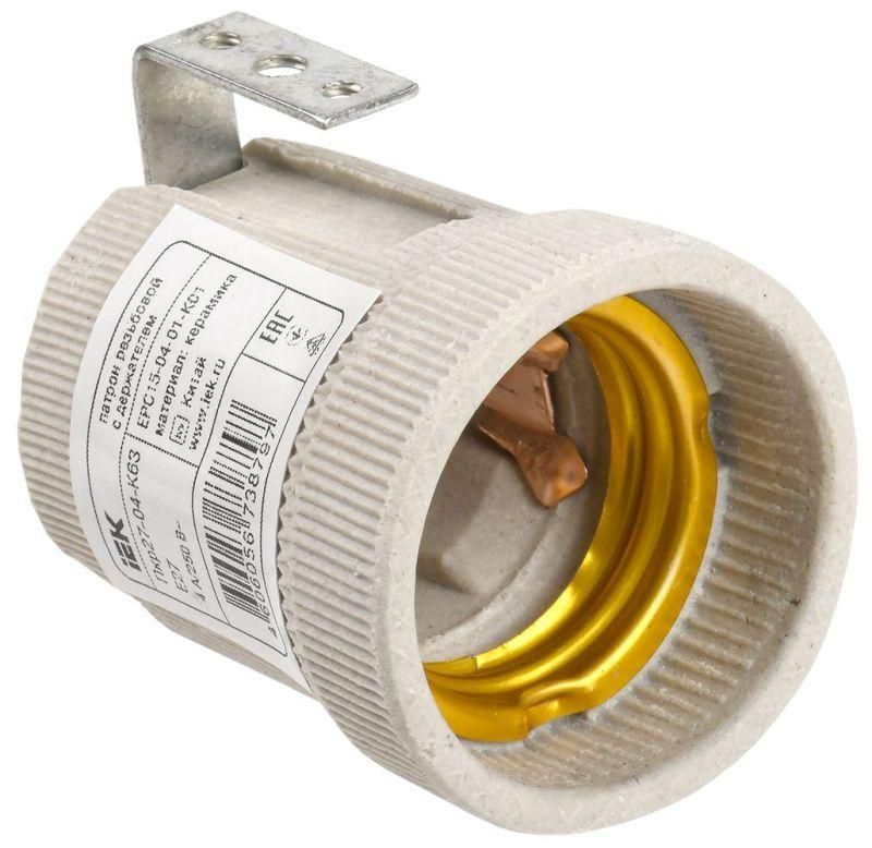 патрон электрич. e27 с держателем керамика iek epc15-04-01-k01 от BTSprom.by
