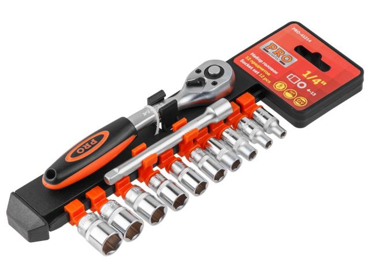 набор головок 1/4" 4-13мм 12предм. pro startul (pro-41214) (пласт. подвес, 6 граней) pro-41214 от BTSprom.by