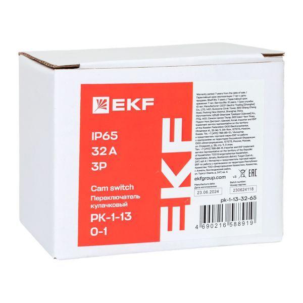  Переключатель кулачковый ПК-1-13 3п 32А "0-1" IP65 EKF pk-1-13-32-65 фото в каталоге от BTSprom.by