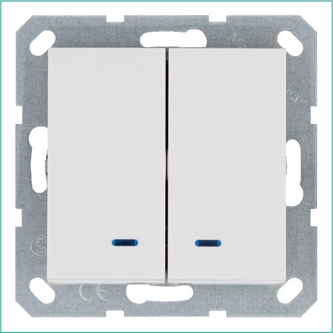 выключатель 2-кл. 10а ip20 с подсветкой механизм бел. глянцевый jasmart g3023nw от BTSprom.by