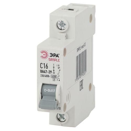 выключатель автоматический модульный 1п c 16а 4.5ка ва 47-29 simple-mod-03 эра б0039220 от BTSprom.by