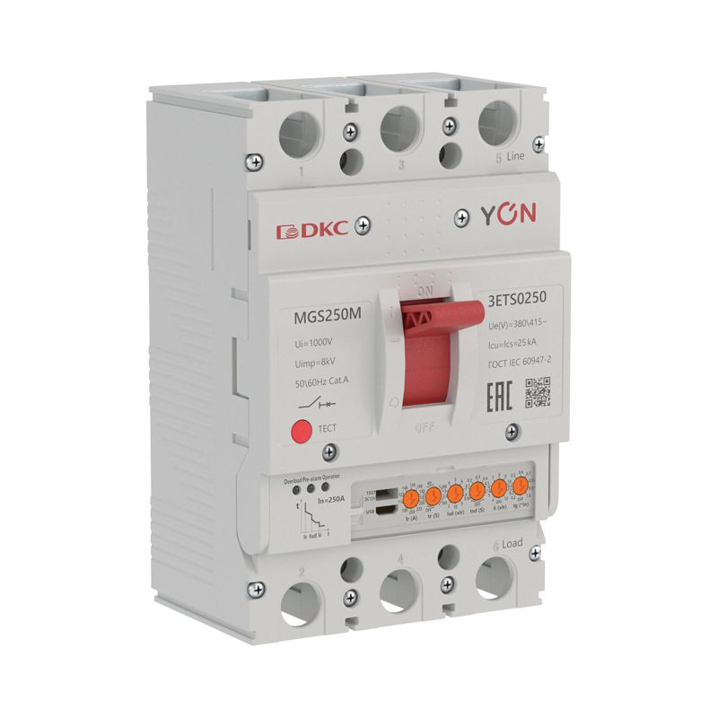 выключатель автоматический 3п 100-250а 25ка mgs250m с электронным расцепителем ets в литом корпусе yon mgs250m-3ets0250 от BTSprom.by