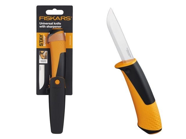нож универсальный с точилкой fiskars 1023618 от BTSprom.by