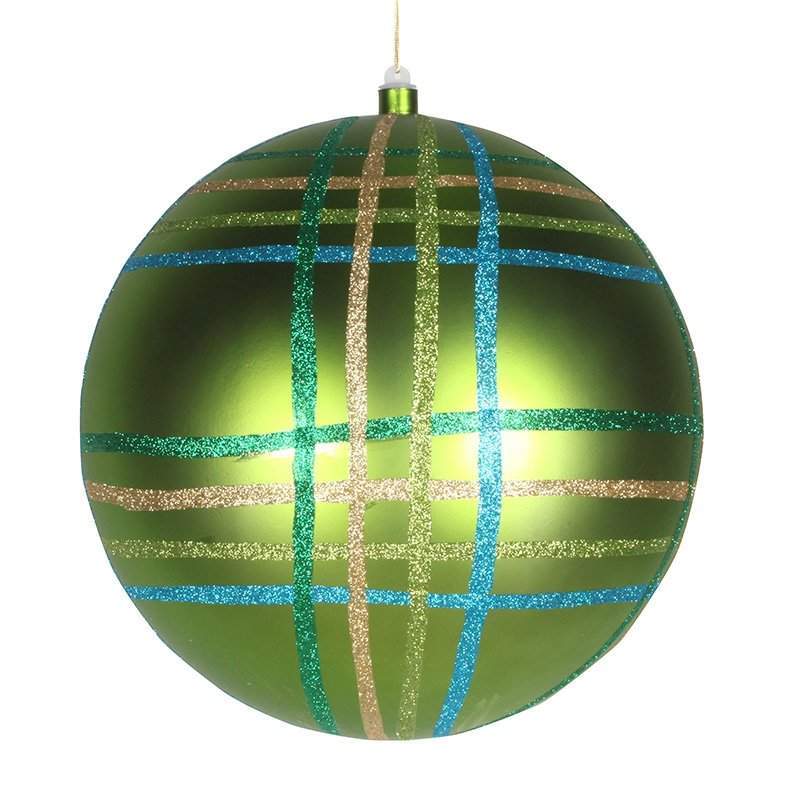 елочная фигура шар в клетку 30 см, цвет зеленый мульти от BTSprom.by