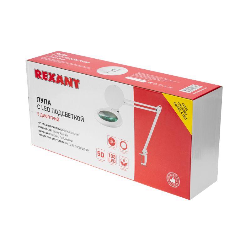  Лупа на струбцине круглая настол. 5Х с подсветкой 108 LED бел. Rexant 31-0503 фото в каталоге от BTSprom.by