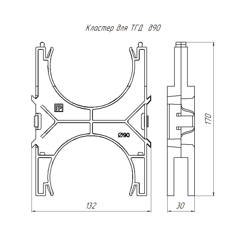  Кластер наборный двухсторонний для двустен. труб d90мм Промрукав PR13.02387 фото в каталоге от BTSprom.by
