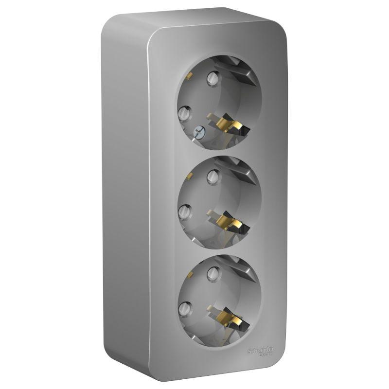 розетка 3-м оп blanca 16а ip20 250в с заземл. защ. шторки с изолир. пластиной алюм. se blnra011313 от BTSprom.by