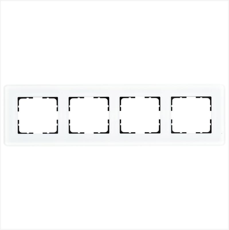 рамка 4-м g-glass закругленная стекло матов. бел. jasmart g1004gw-rm от BTSprom.by