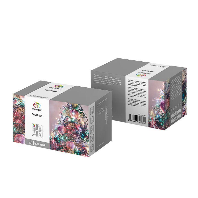  Гирлянда светодиодная "Твинкл Лайт" 20м 160LED мультиколор 10Вт 220-240В IP20 с контроллером 8 режимов провод ПВХ темн. зел. Neon-Night 303-119 фото в каталоге от BTSprom.by