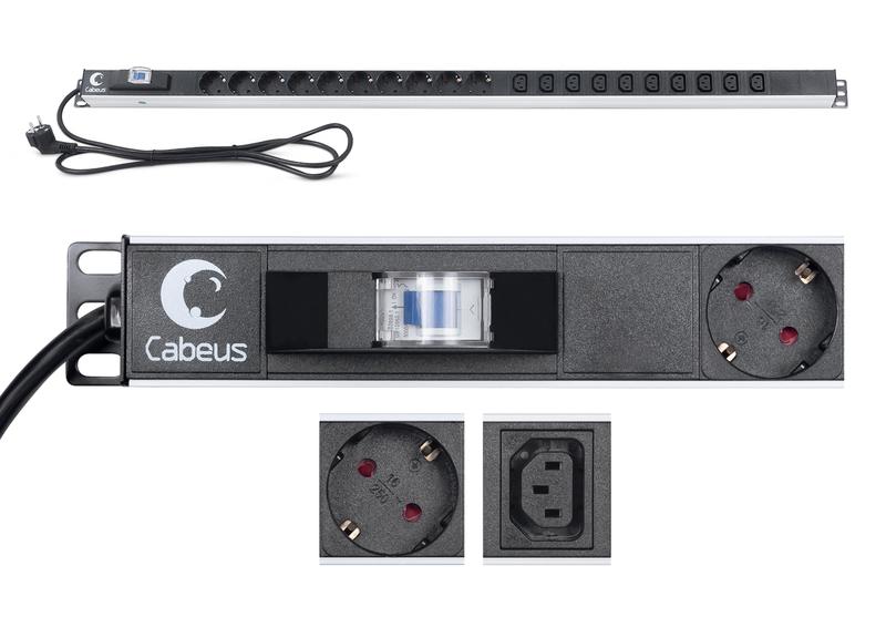 блок розеток для 19дюйм шкафов pdu-16-10s-10c13-b вертик. 10 розеток schuko 10 розеток iec 320 c13 16а автомат защиты алюм. корпус шнур с вилкой schuko 2м cabeus 9552c от BTSprom.by