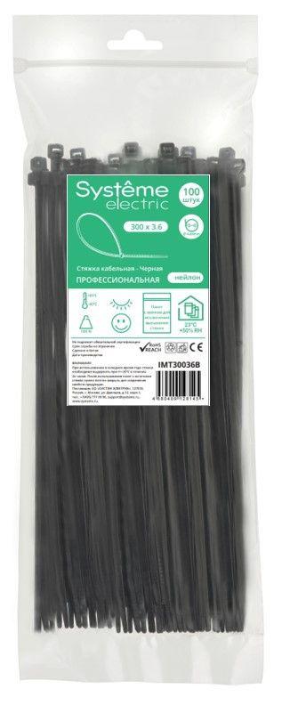 стяжка кабельная 300х3.6 черн. (уп.100шт) se imt30036b от BTSprom.by