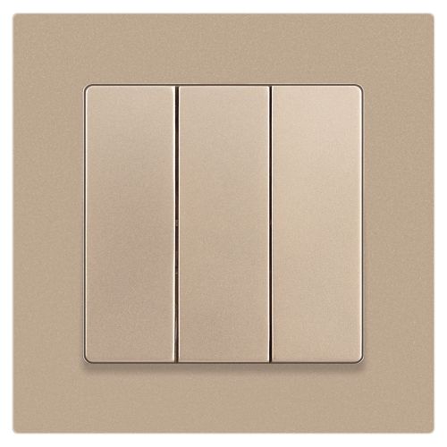  Выключатель 3-кл. СП Accent 6-106-04 10А IP20 250В AL/CU шампань Intro Б0063538 фото в каталоге от BTSprom.by