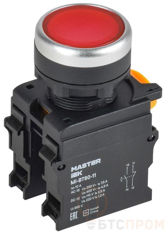 Кнопка d22мм 1НО+1НЗ MASTER красн. IEK MI-BT60-11-3-22-K04 фото в каталоге от BTSprom.by  Кнопка d22мм 1НО+1НЗ MASTER красн. IEK MI-BT60-11-3-22-K04 фото в каталоге от BTSprom.by