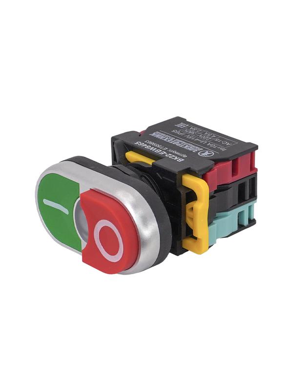 выключатель кнопочный вк22-ebw8465 1но+1нз сдвоенный с символами "i-o" с подсветкой 220в ip65 зел./красн. электротехник et559663 от BTSprom.by