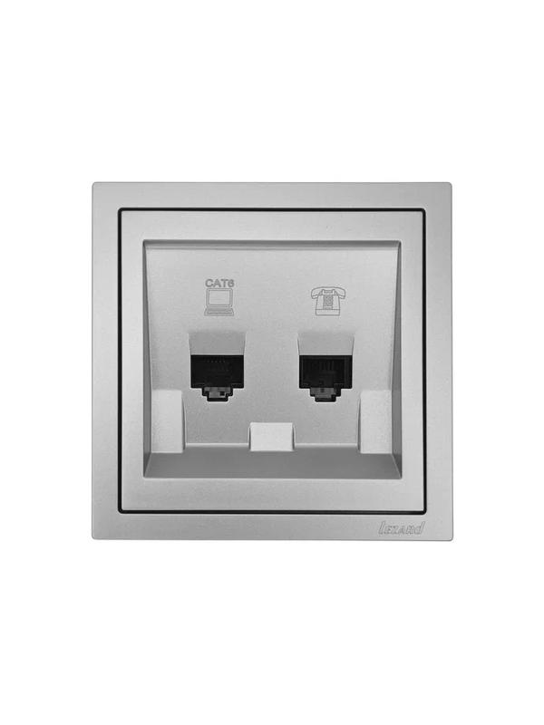  Розетка компьютер+телефон СП ZIMA IP20 с модулем Cat 6 сер. матов. LEZARD 704-7488-144 фото в каталоге от BTSprom.by