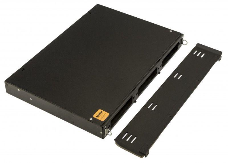 бокс оптический fo-19v-1u-3хslt-w130h30-24un-bk универс. выдвижной 19дюйм от 8 до 24 портов (sc duplex lc st fc) (со спайс. пласт. без пигтейлов. и прох. адапт.) черн. hyperline 401216 от BTSprom.by