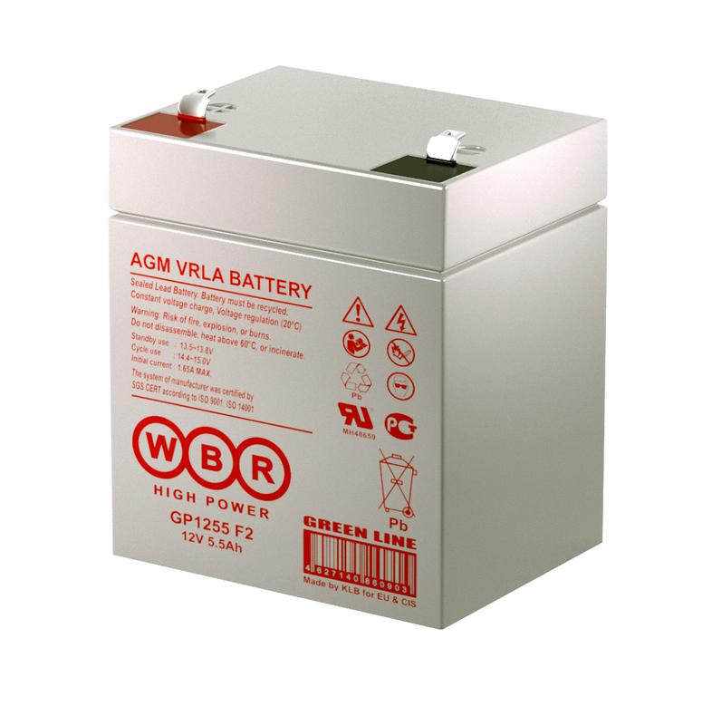  Аккумулятор 12В 5.5А.ч WBR GP1255 F2 WBR фото в каталоге от BTSprom.by