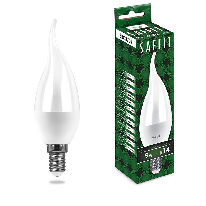 лампа светодиодная 9вт 230в e14 4000к на ветру c37t sbc3709 saffit 55130 от BTSprom.by
