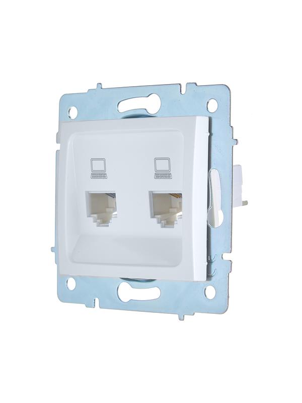  Розетка компьютерная 2-м СП ASTI IP20 RJ45 механизм бел. LEZARD 7081-0288-141 фото в каталоге от BTSprom.by