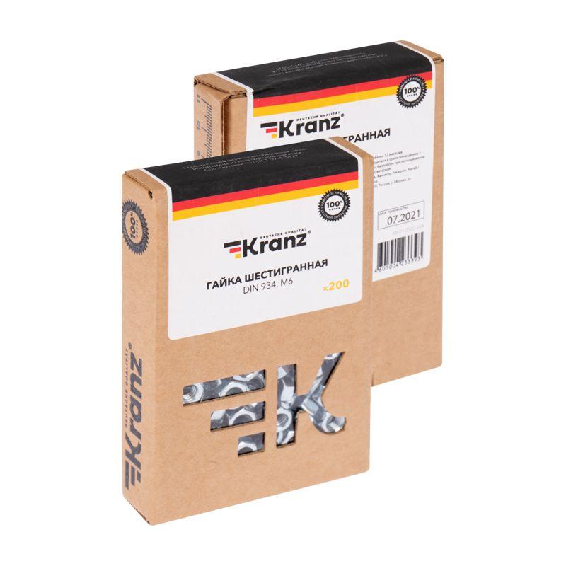  Гайка шестигранная М6 DIN 934 (уп.200шт) Kranz KR-01-3522-004 фото в каталоге от BTSprom.by