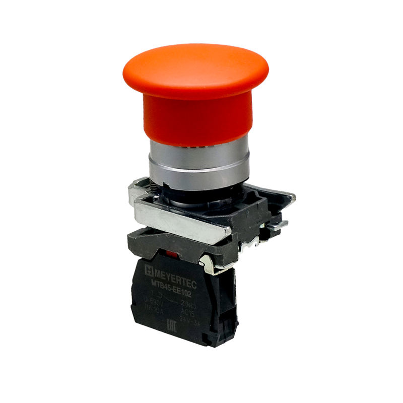 кнопка грибовидная 40мм пружиный возврат 1nс ip65 металл mtb4-bc42 красн. овен 137139 от BTSprom.by