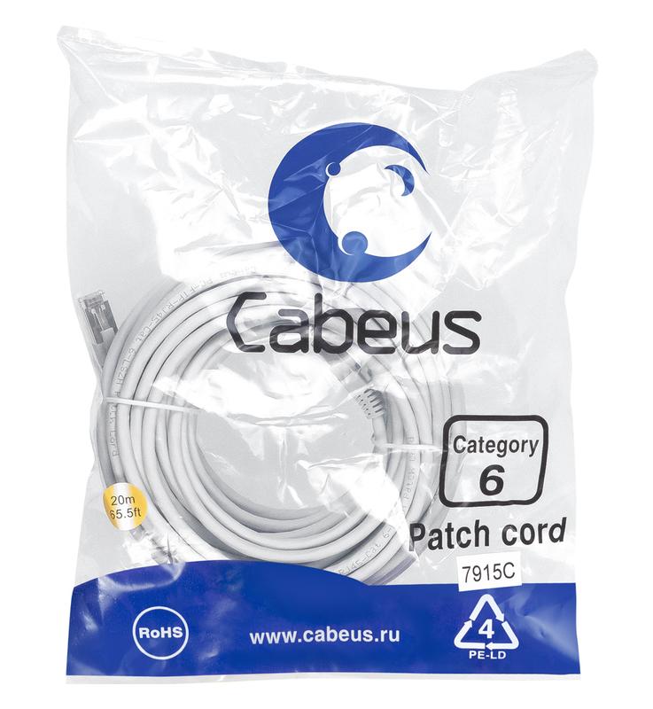 патч-корд f/utp кат.6 pc-ftp-rj45-cat.6-20m-lszh 2xrj45/8p8c экранир. lszh 20м сер. cabeus 7915c от BTSprom.by