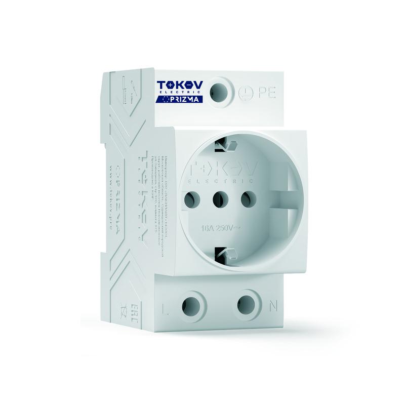 розетка модульная prizma 16а 230в с заземл. на din-рейку tokov electric tke-pz-smg-16-230 от BTSprom.by
