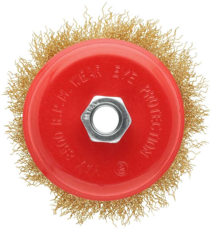  Корщетка-чашка гайка М14 стальная латунированная волнистая проволока 100мм блистер КУРС 39093 фото в каталоге от BTSprom.by