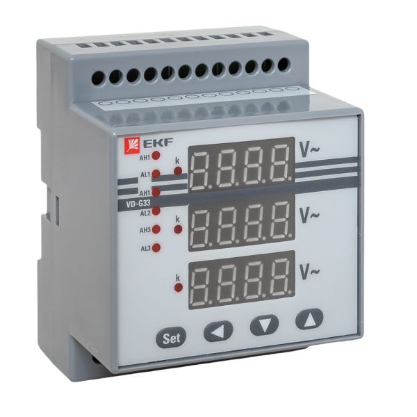 вольтметр цифровой vd-g33 на din-рейку трехфазный ekf vd-g33 от BTSprom.by