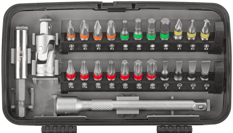  Мини-набор инструмента (биты; головки; вороток; удлинитель) 38шт пластиковый кейс MOS 65000М фото в каталоге от BTSprom.by