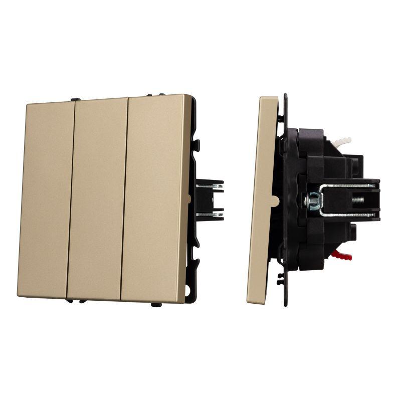 выключатель arl nobe 3 кл софт-тач зол. песок swt-mk03-sfpl-gd (250в 10а) arlight 061798(1) от BTSprom.by